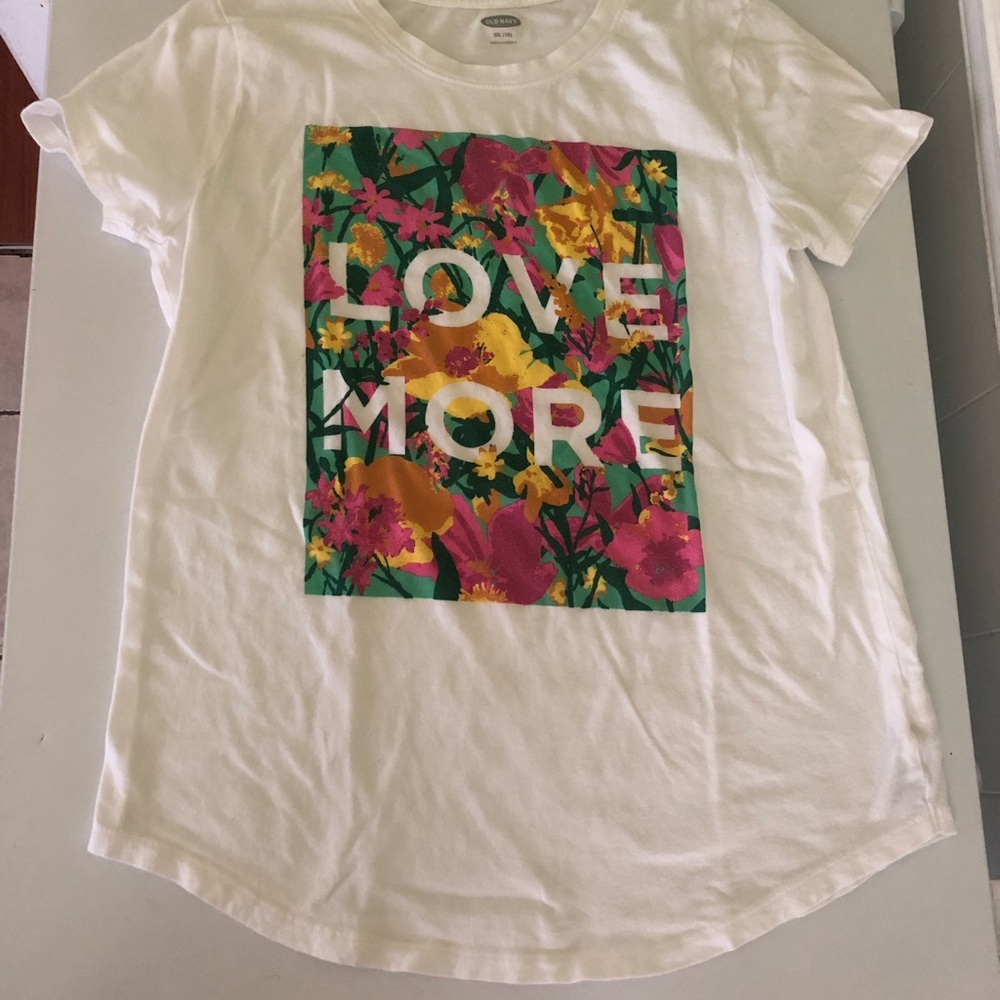 Old Navy Girls “Love More" White Floral Graphic T-Shirt